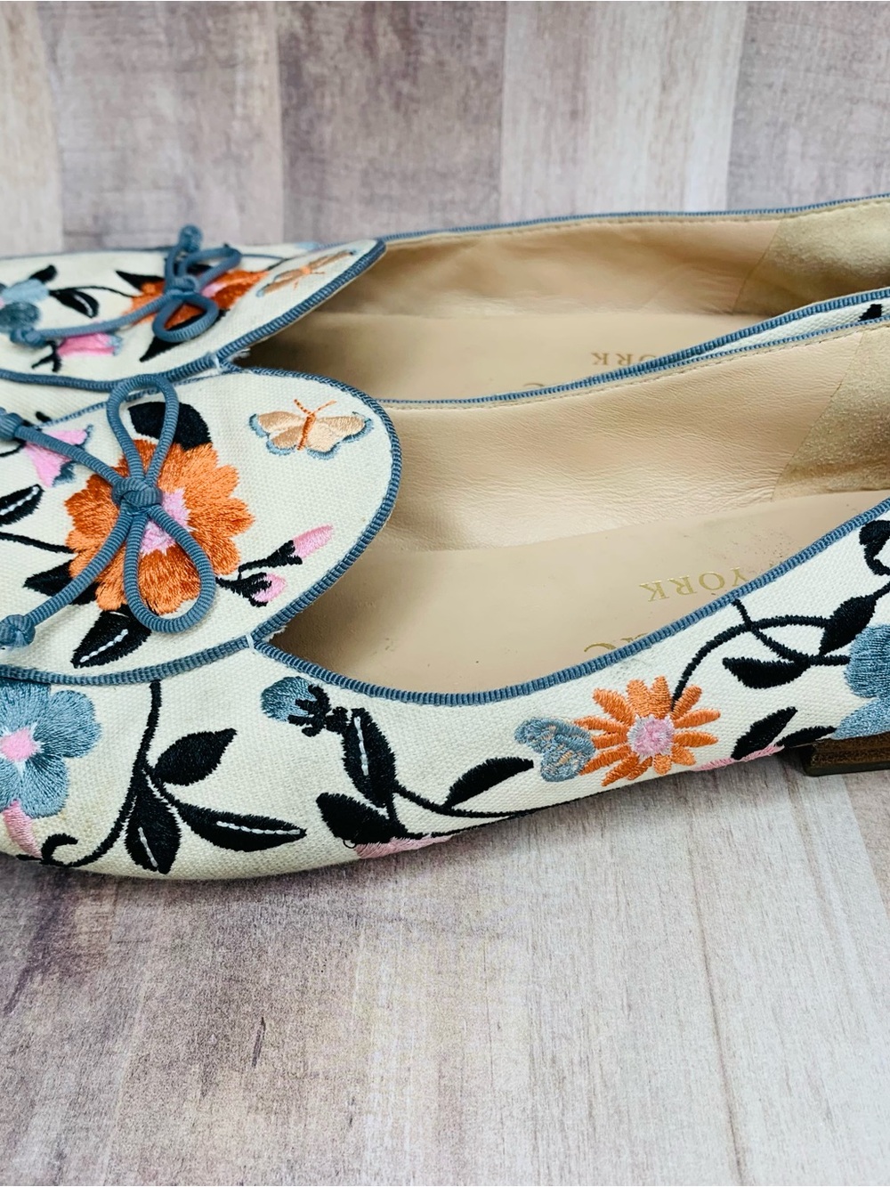 kate spade devi loafers White Floral Embroidered Loafers flats shoes sz 10B - Picture 5 of 13